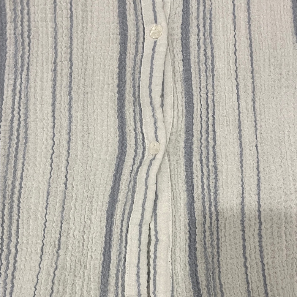 Kona Sol Casual White and Blue Striped Shirt - Picture 7 of 8
